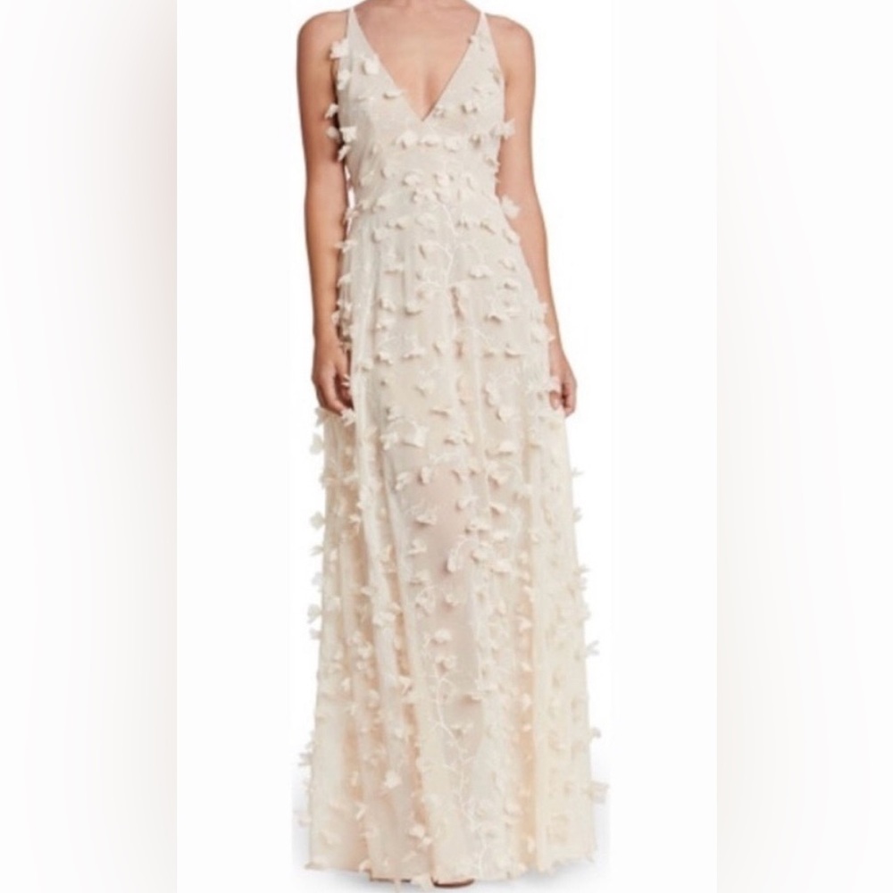 Dress the Population Appliqué Floral Maxi Dress - Champagne Pink - Medium